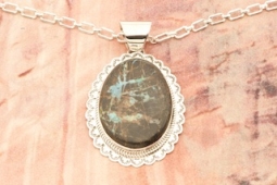 Genuine Boulder Turquoise Pendant by Navajo Artist Sampson Jake